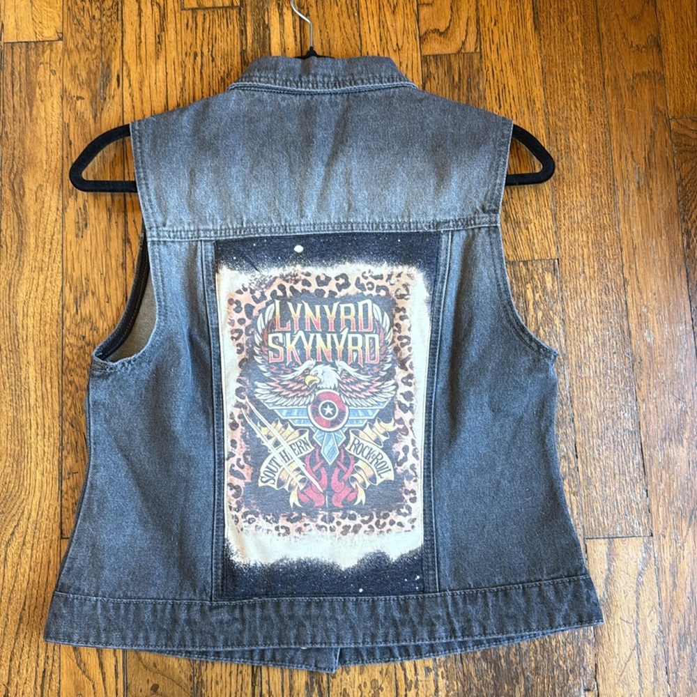 Custom Lynyrd Skynyrd Denim Vest with Graphic Patch Size Small